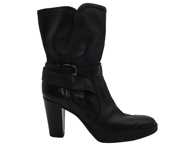 Tod's Buckle Boots in Black Leather  ref.462524