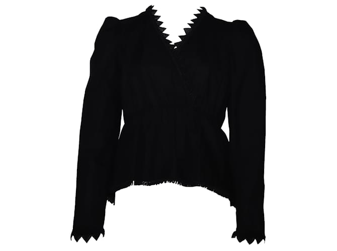 MSGM Bluse mit Cut-Out-Besatz aus schwarzer Baumwolle  ref.462556