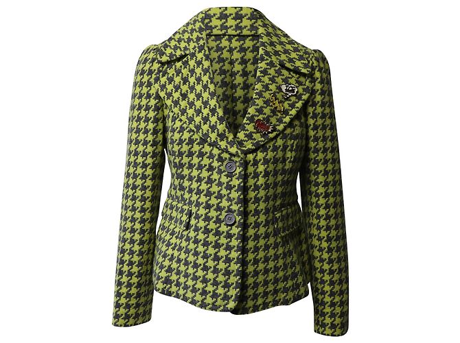 Blazer Houndstooth Iceberg em algodão verde