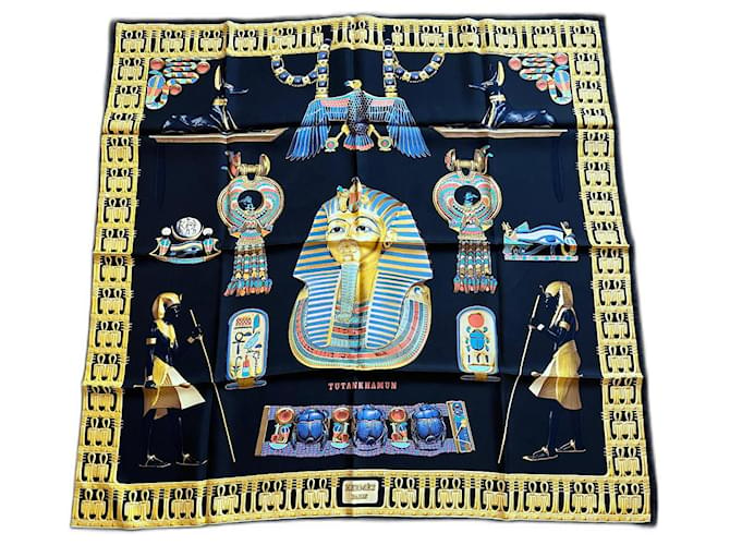 Hermès Tutancâmon Preto Seda  ref.462891