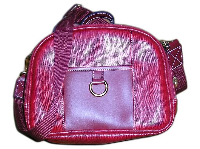 Lancel Vanity Elsa Vermelha em Lona e Couro Vermelho