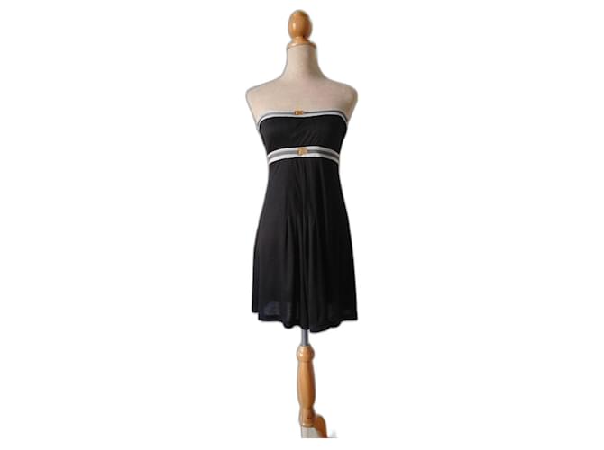 John Galliano black strapless dress - 38 Viscose  ref.462973