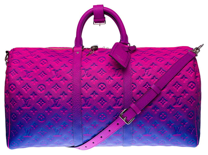 Louis Vuitton New - Ultra Exclusive - Sold Out - Catwalks 2022-Virgil Abloh-  Keepall 50 Spray strap in pink and blue leather ref.462975 - Joli Closet