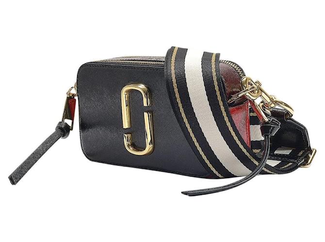 Marc Jacobs Snapshot Leather Crossbody Bag In Black