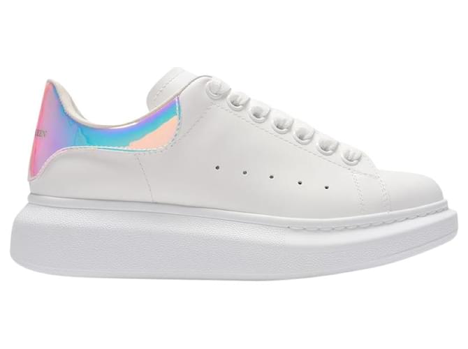 Oversized Sneakers - Alexander Mcqueen - White/Holographic - Leather Pony-style calfskin  ref.463098
