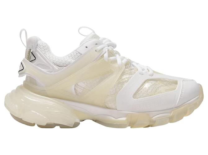 Balenciaga Track Clear Sole Sneakers in White Cream  ref.463351