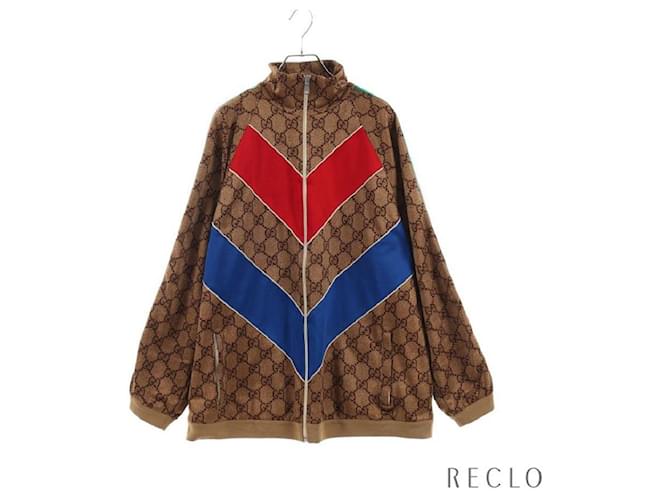 Gucci GG Printed Technical Jersey Jacket chaqueta de chándal marrón multicolor 523488 Castaño Algodón Poliéster Nylon ref.463474 - Joli Closet