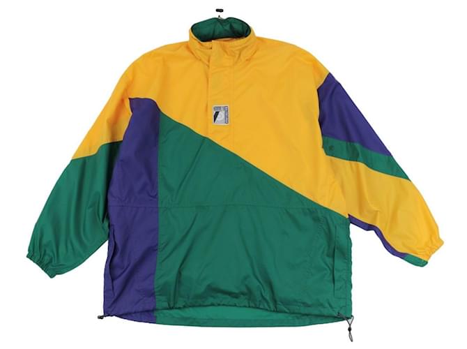 [Used]  Good Condition Balenciaga 18AW Windbreaker Nylon Jacket Men's 46 Anorak Parka Logo Hooded BALENCIAGA Green Purple Yellow  ref.463492