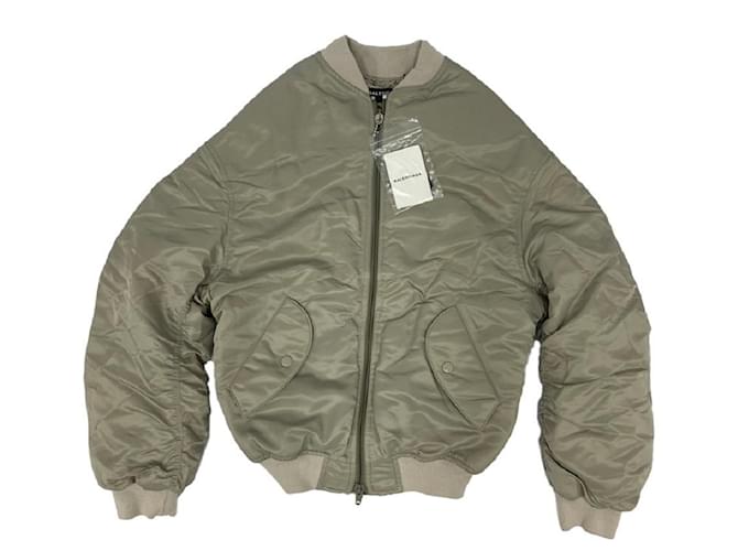 [Usado] BALENCIAGA Balenciaga MA-1 jaqueta bege 2017 AB masculino usado Poliéster Nylon  ref.463497