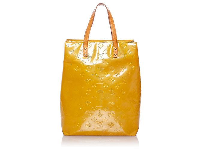 Louis Vuitton Yellow Vernis Reade MM Marrom Amarelo Mostarda Castanho claro