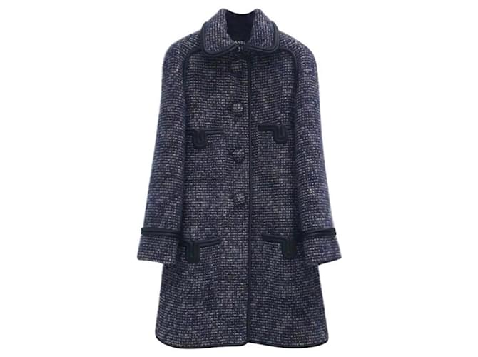 Chanel Blue Tweed Coat Multiple colors  ref.463740