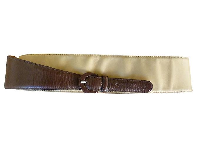 Cinto largo Burberry de couro bege marrom