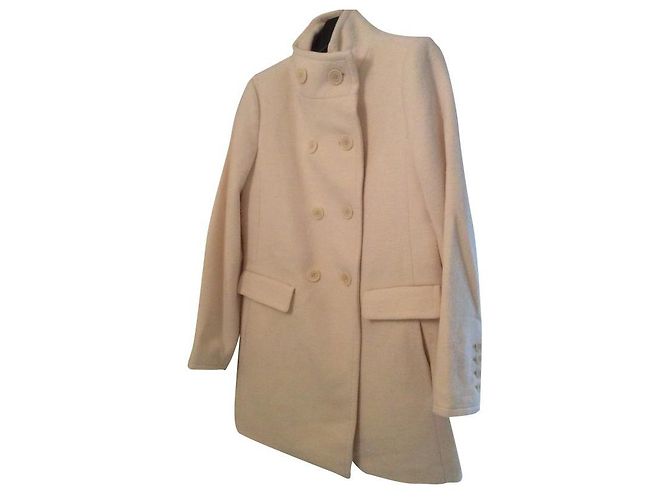 Autre Marque Abrigo de lana y alpaca color crema Crudo