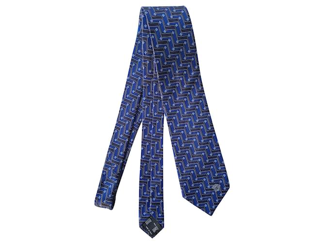 100% cravate en soie Versace Bleu  ref.463788