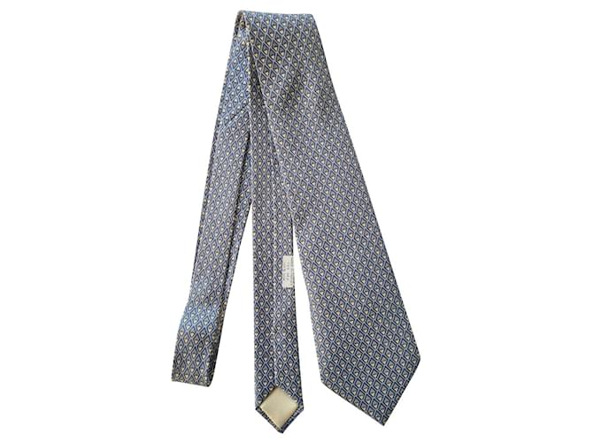 Hermès 100% gravata de seda da Hermes Azul  ref.463797