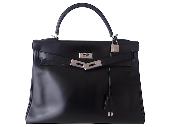 Hermès Hermes Kelly black bag 32 Leather  ref.464374