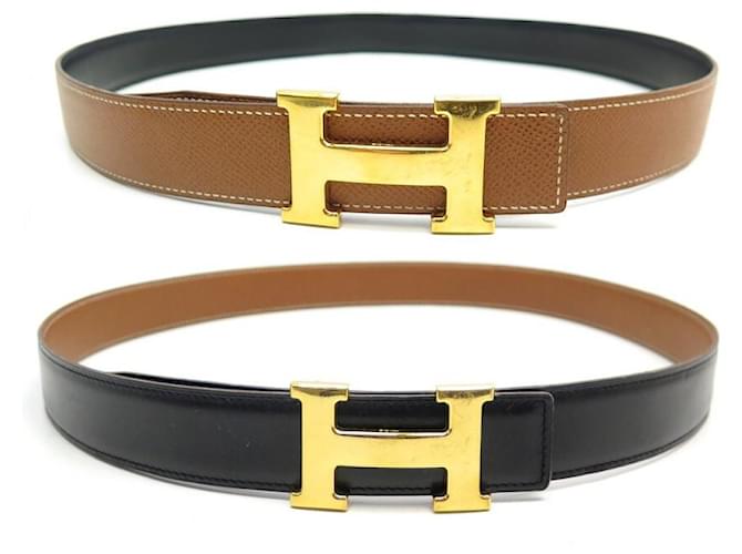 Hermès HERMES BELT BUCKLE H GOLD REVERSIBLE LINK 32 MM 90 EPSOM