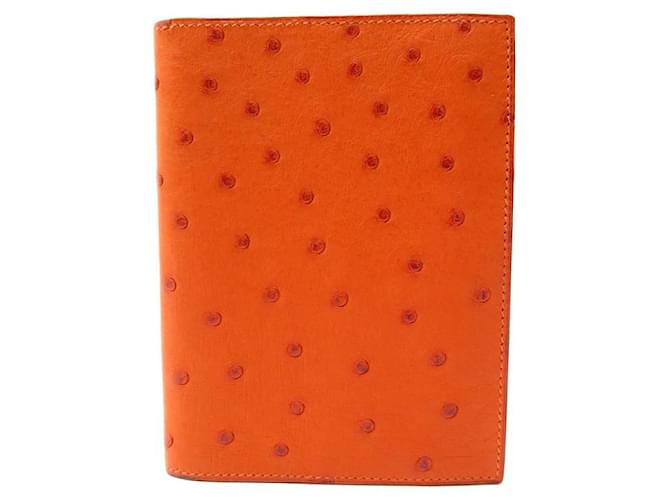 Hermès NEW HERMES AGENDA COVER SIMPLE PM ORANGE OSTRICH LEATHER BOX NEW COVER  ref.464670