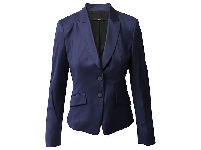 Blazer de botonadura sencilla en lana azul de Hugo Boss