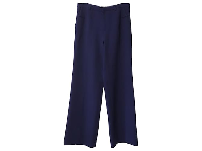 Pantalón de pernera ancha Roland Mouret de lana azul  ref.464781