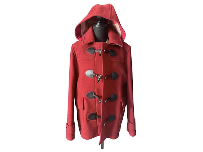 Burberry Duffle coat Dark red Wool  ref.464817