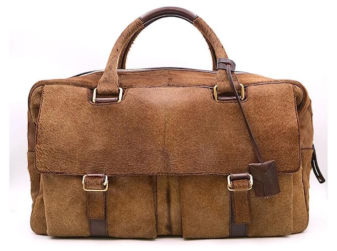 [Used] YVES SAINT LAURENT rive gauche Harako Boston bag brown Cloth  ref.464932