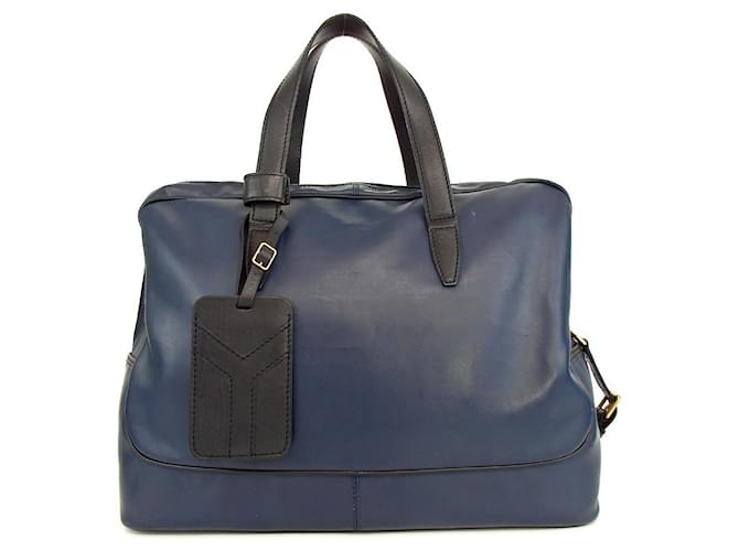 [Used] [YVES SAINT LAURENT] Yves Saint Laurent Boston bag PVC x leather Black Navy blue  ref.464940