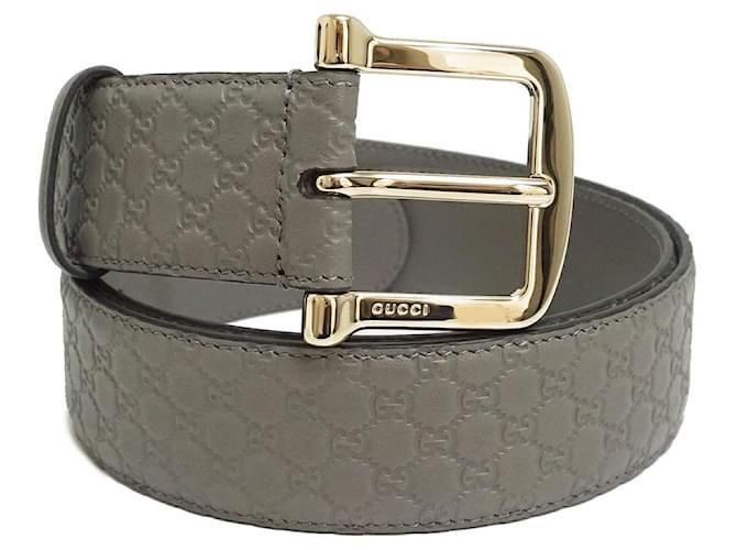 [Used] [Unused Exhibit] Gucci GUCCI Micro Gucci Shima Leather Belt Men's 100/40 gray 281548 Golden Grey Metallic  ref.464971