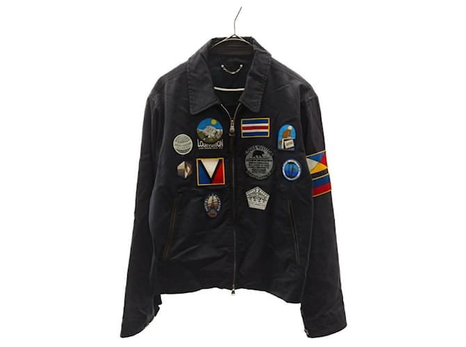 Louis Vuitton navy Leather-Blend Bomber Jacket