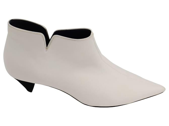 Céline Celine Ankle Boots in Optic White Lambskin Leather  ref.465107