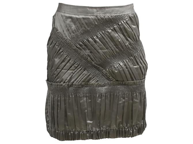 Burberry Pleated Wrap Skirt in Silver Silk Silvery Metallic  ref.465117
