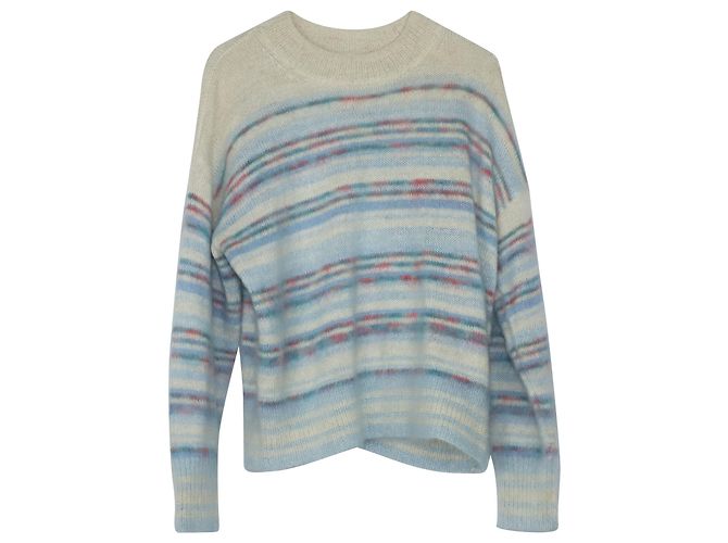 Isabel Marant Etoile Isabel Marant Étoile Gatliny Gestreifter Pullover aus blauer Wolle Hellblau