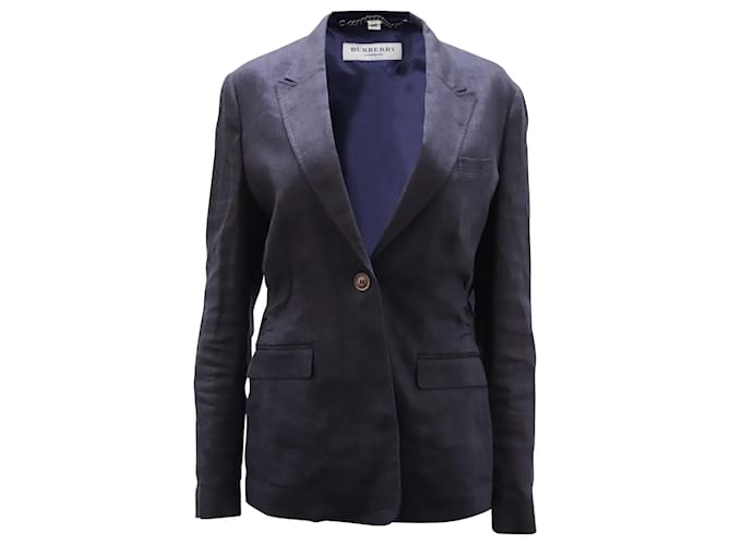 Burberry Single-Breasted Jacket Blazer in Navy Blue Cotton  ref.465130