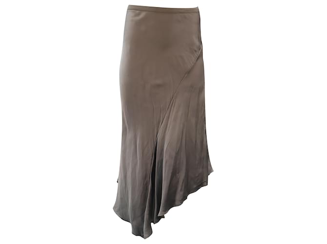 Anine Bing Bailey Asymmetrical Midi Skirt in Grey Silk ref.465187