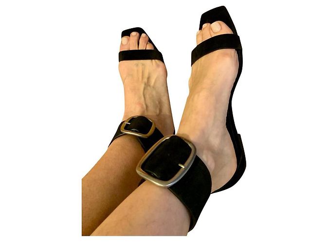 Sandali Saint Laurent in camoscio nero 40