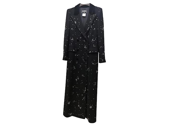 Chanel RARE Strass Embellished Runway Coat Black Wool  ref.465377