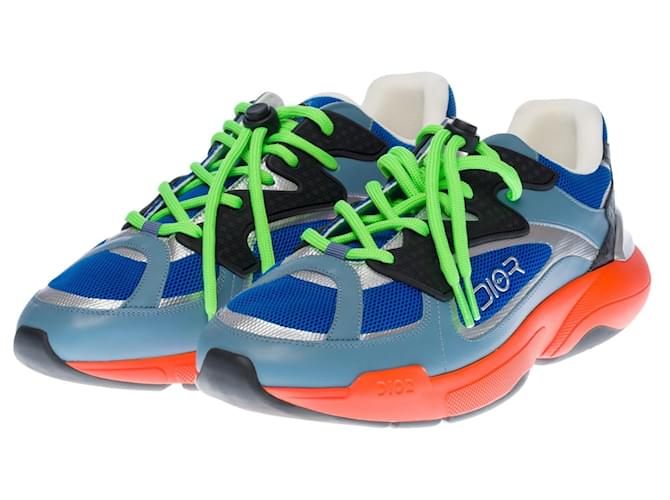 New -Sneakers Dior B24 Sorayama Kim Jones orange and green, 42,5 Cloth ref.465539 - Joli Closet