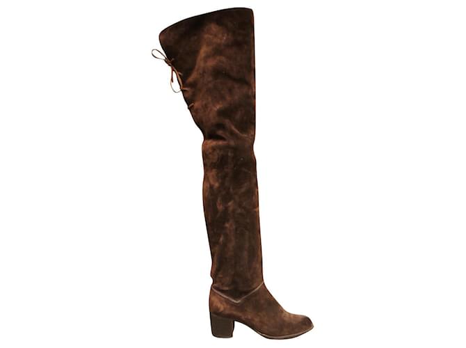 Bally boots size 36 Dark brown Deerskin  ref.465568