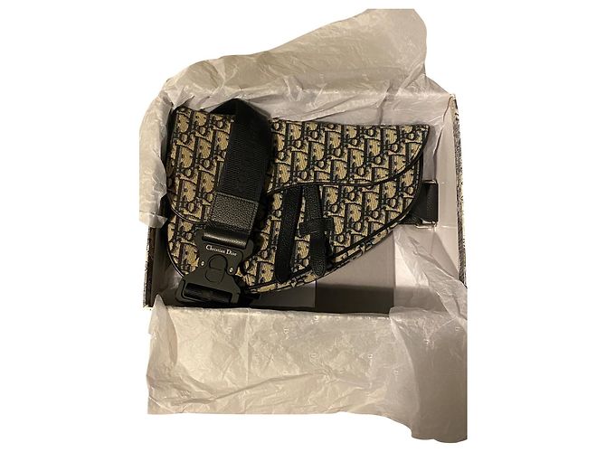 Borsa Dior Saddle Uomo Nera Blu Cotone Nero 