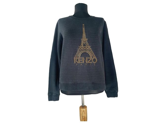 Kenzo Sweatshirt Eiffelturm Grau Baumwolle 
