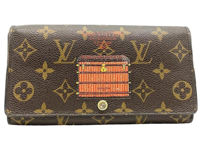 Louis Vuitton Brown Monogram Trunks and Lock Portefeuille Sarah Wallet  Cloth ref.465647 - Joli Closet