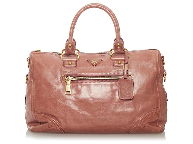 Prada Brown Vitello Shine Satchel Leather Pony-style calfskin ref.895445 -  Joli Closet