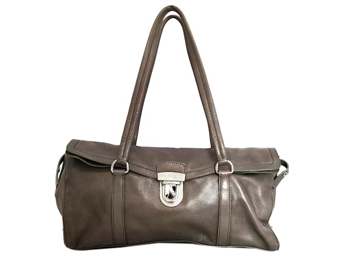 Prada Gray Easy Leather Shoulder Bag Grey Pony-style