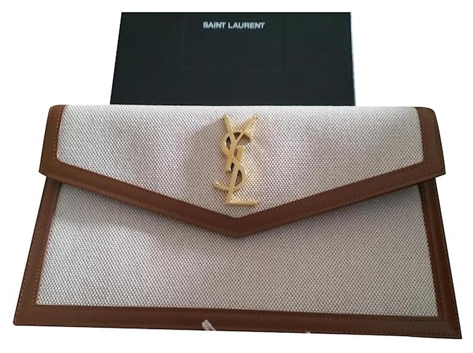 Yves Saint Laurent UPTOWN POUCH Beige Cloth ref.465923 - Joli Closet
