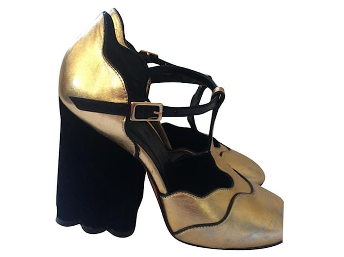 Marni Heels Golden Leather  ref.465928
