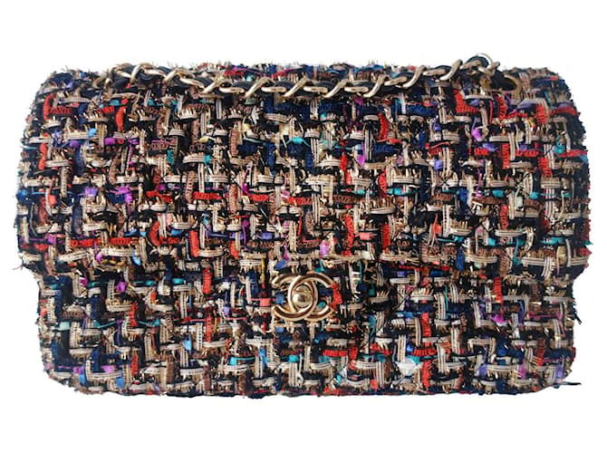 Chanel 3 Compartment Flap Bag Quilted Multicolor Tweed Medium - ShopStyle