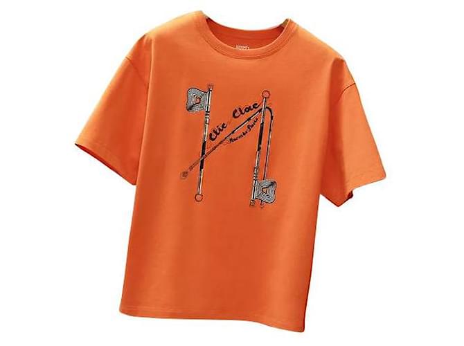Hermès T-Shirt Coton Clic Clac Orange  ref.466144