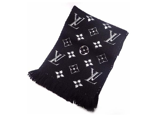Montsouris Louis Vuitton Sciarpa logomania nera lucida Nero Lana