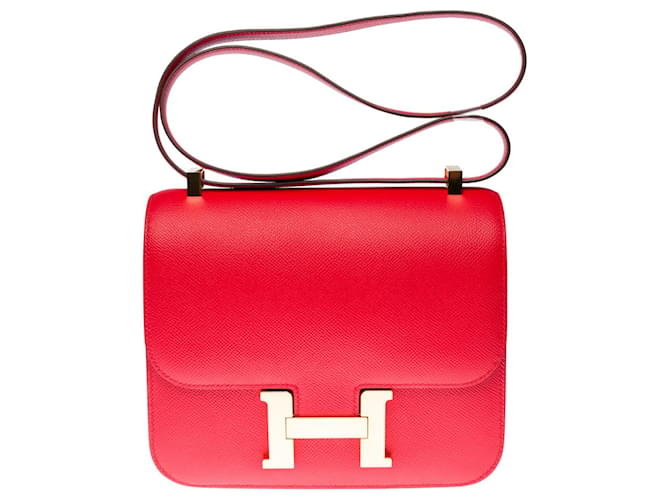 Hermès Sublime Hermes Constance shoulder bag 24 in Red Heart Epsom leather,  gold plated metal trim ref.466234 - Joli Closet