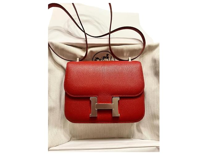 Hermès constance mini Vermelho Cabra  ref.466241